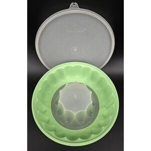 Vtg Tupperware Jel-N-Serve Jello Mold Ice Ring 3 Pc 1202-4 Jadeite Mint Green
